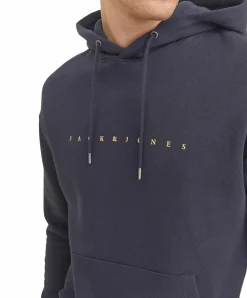 Jack & Jones Kapuzenpullover Star mit Kordeln in Blau