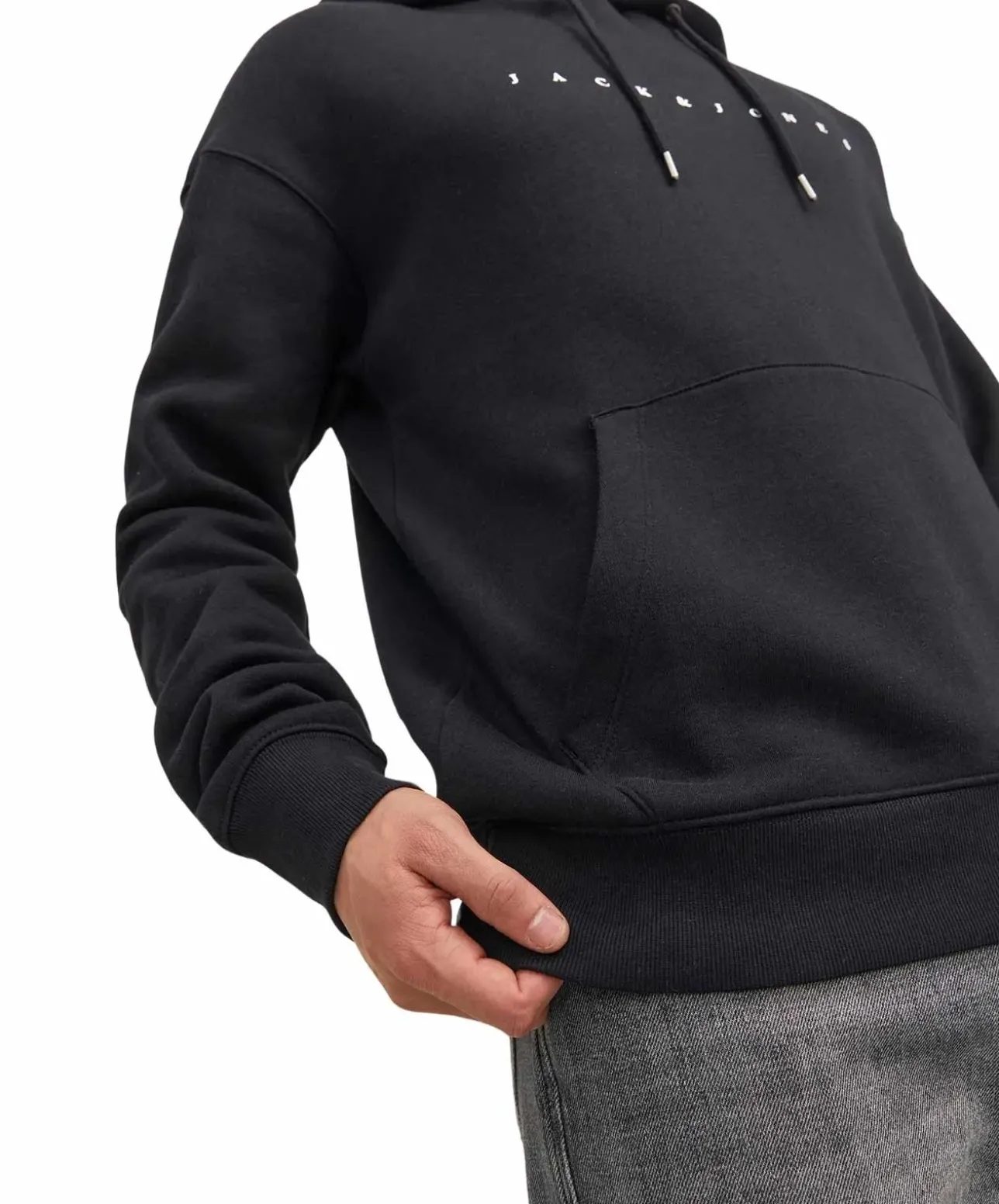 Jack & Jones Kapuzenpullover Star mit Kordeln in Schwarz