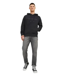 Jack & Jones Kapuzenpullover Star mit Kordeln in Schwarz