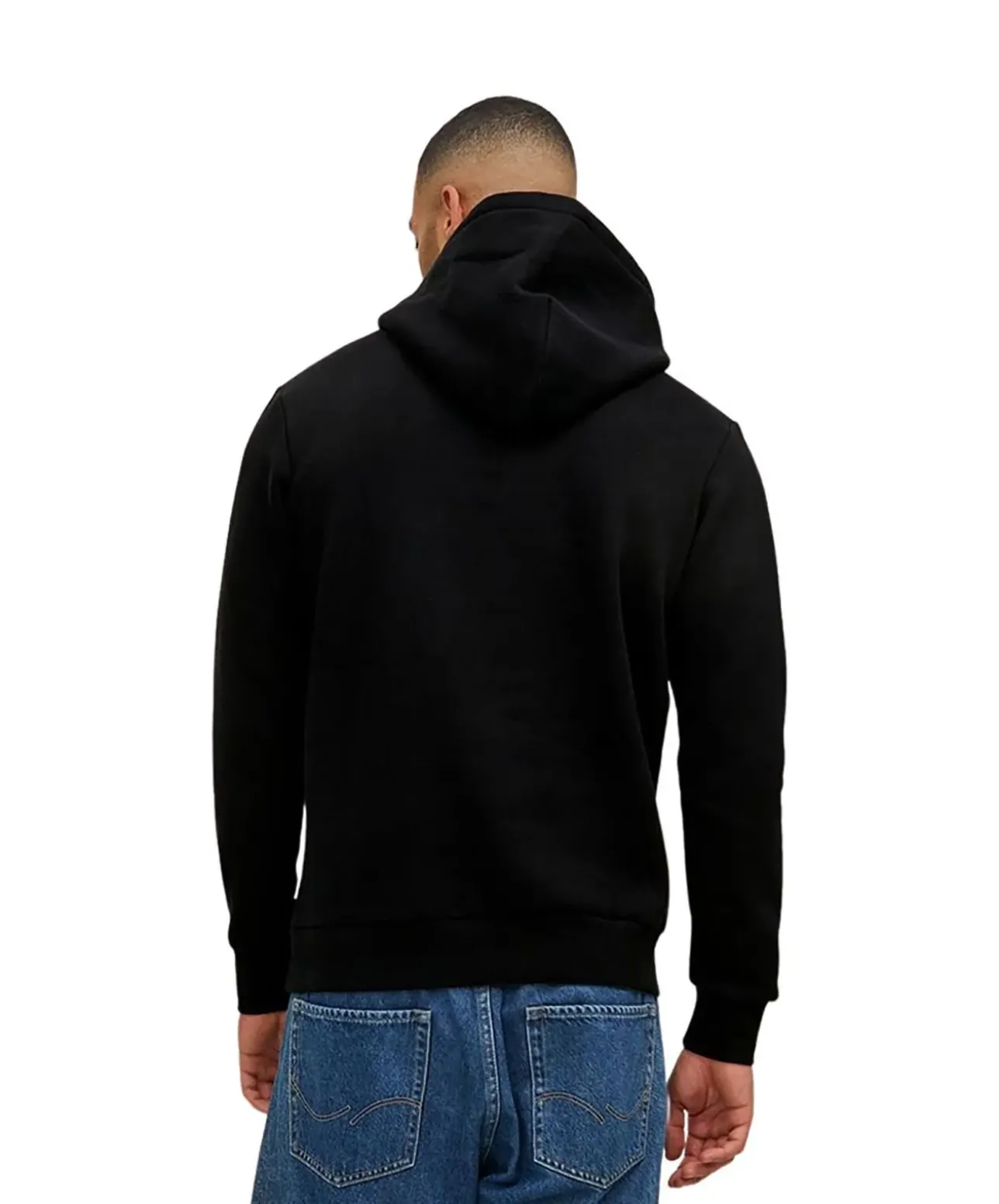 Jack & Jones Kapuzensweatshirt mit Brustprint in Schwarz