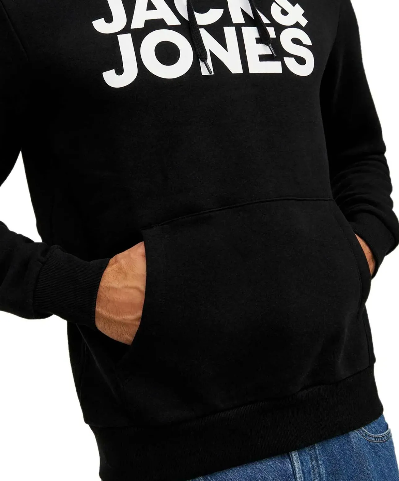 Jack & Jones Kapuzensweatshirt mit Brustprint in Schwarz