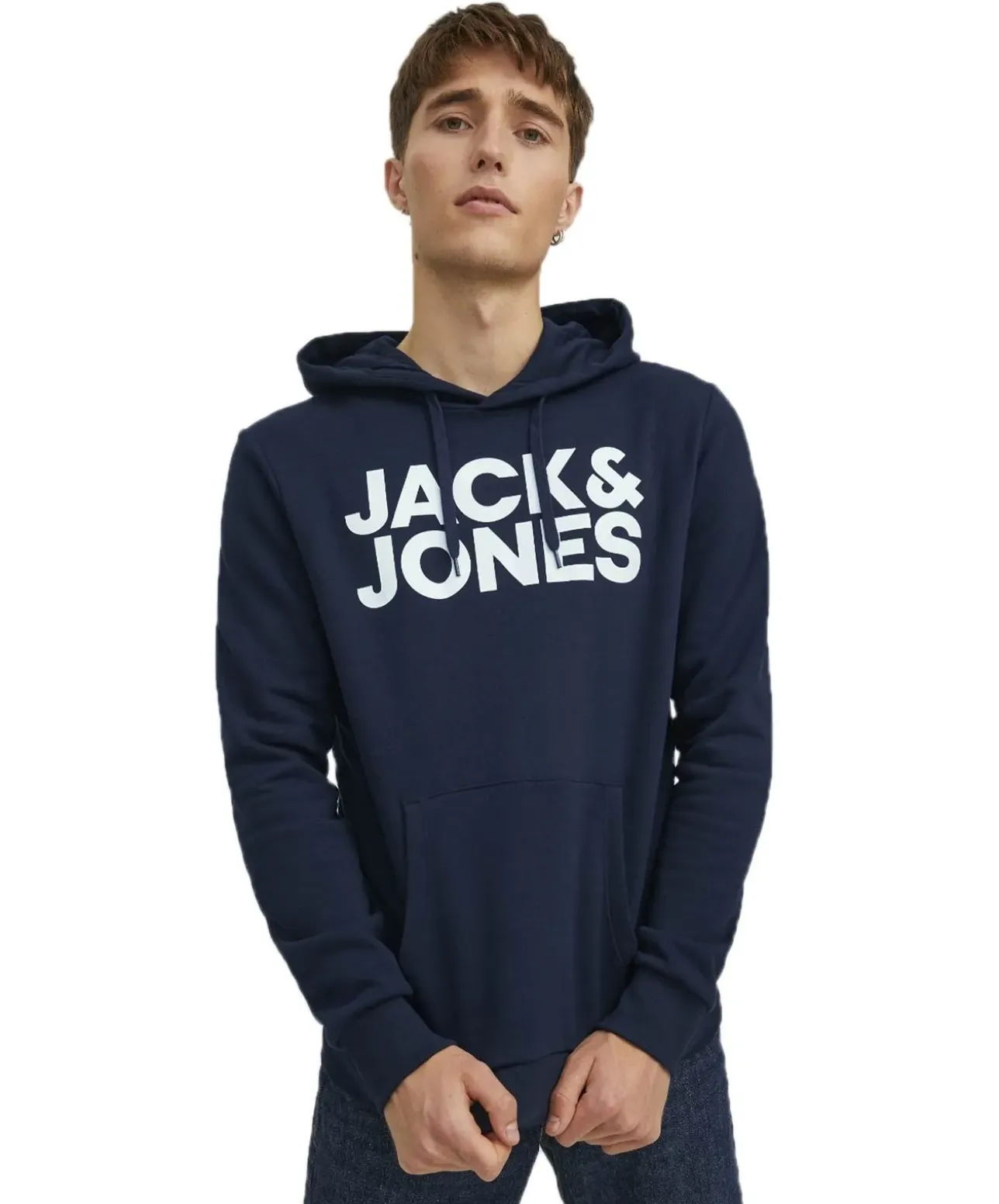 Jack & Jones Kapuzensweatshirt mit Logo-Brustprint in Dunkelblau