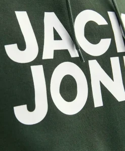 Jack & Jones Kapuzensweatshirt mit Logo-Brustprint in Grün