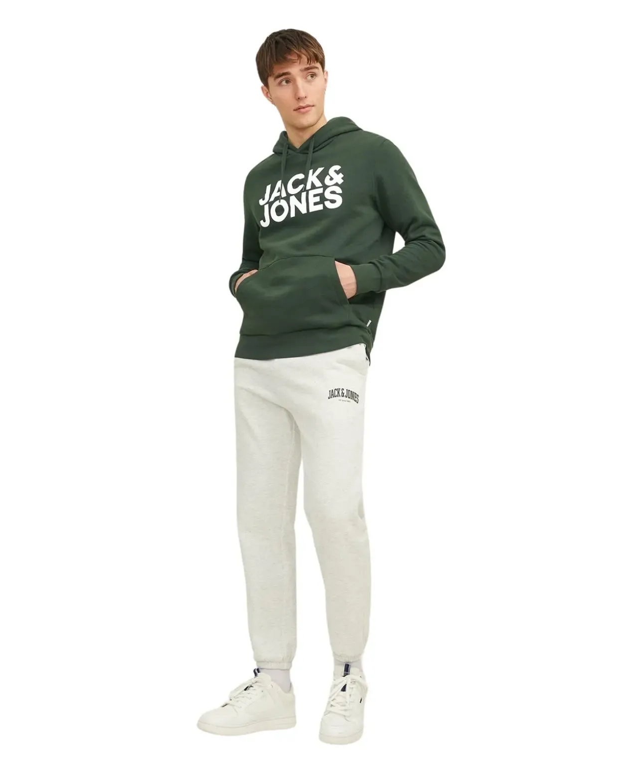 Jack & Jones Kapuzensweatshirt mit Logo-Brustprint in Grün