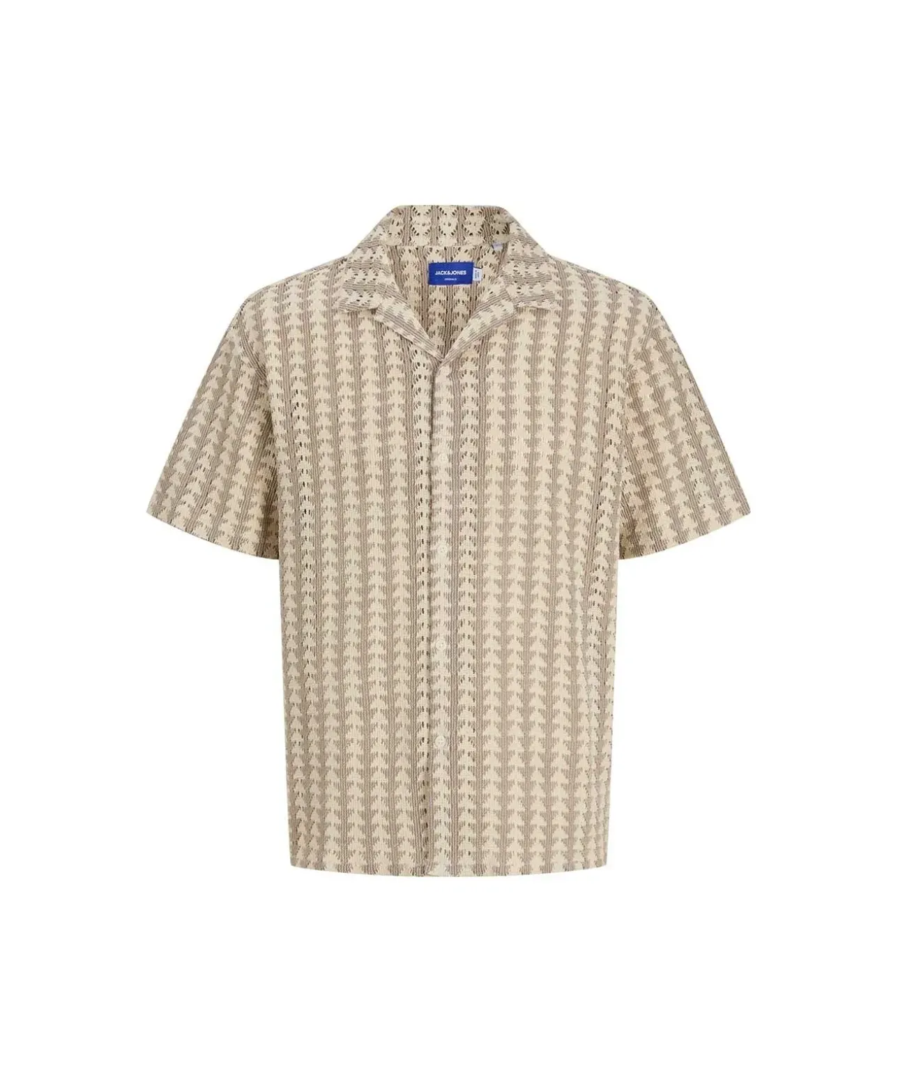 Jack & Jones Kurzarmhemd mit Resortkragen in Mocha Meringue