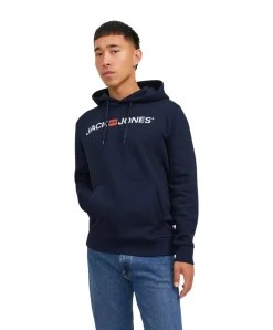 Jack & Jones Logo Sweatshirt mit Kapuze in Navy Blazer