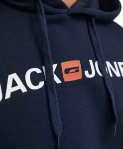 Jack & Jones Logo Sweatshirt mit Kapuze in Navy Blazer