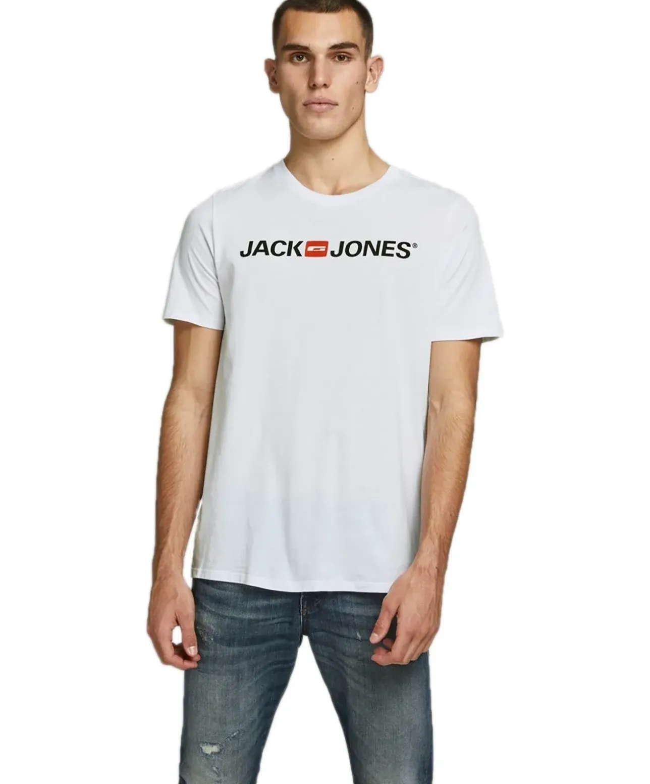 Jack & Jones Logoshirt Corp mit Kurzarm in Weiß