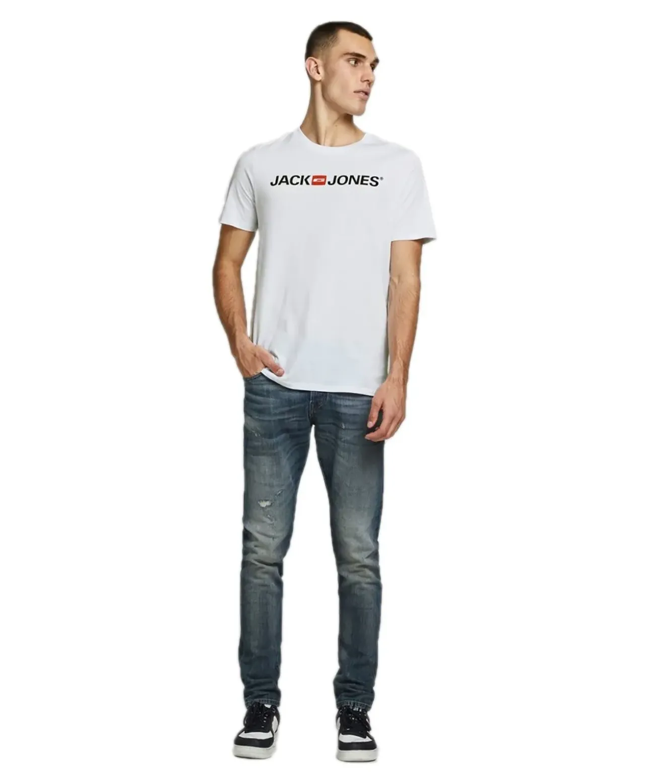 Jack & Jones Logoshirt Corp mit Kurzarm in Weiß