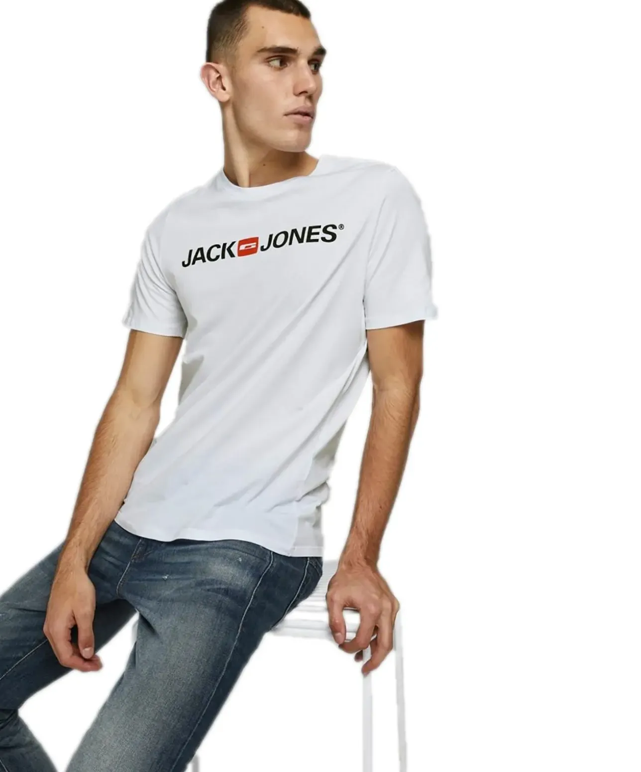Jack & Jones Logoshirt Corp mit Kurzarm in Weiß