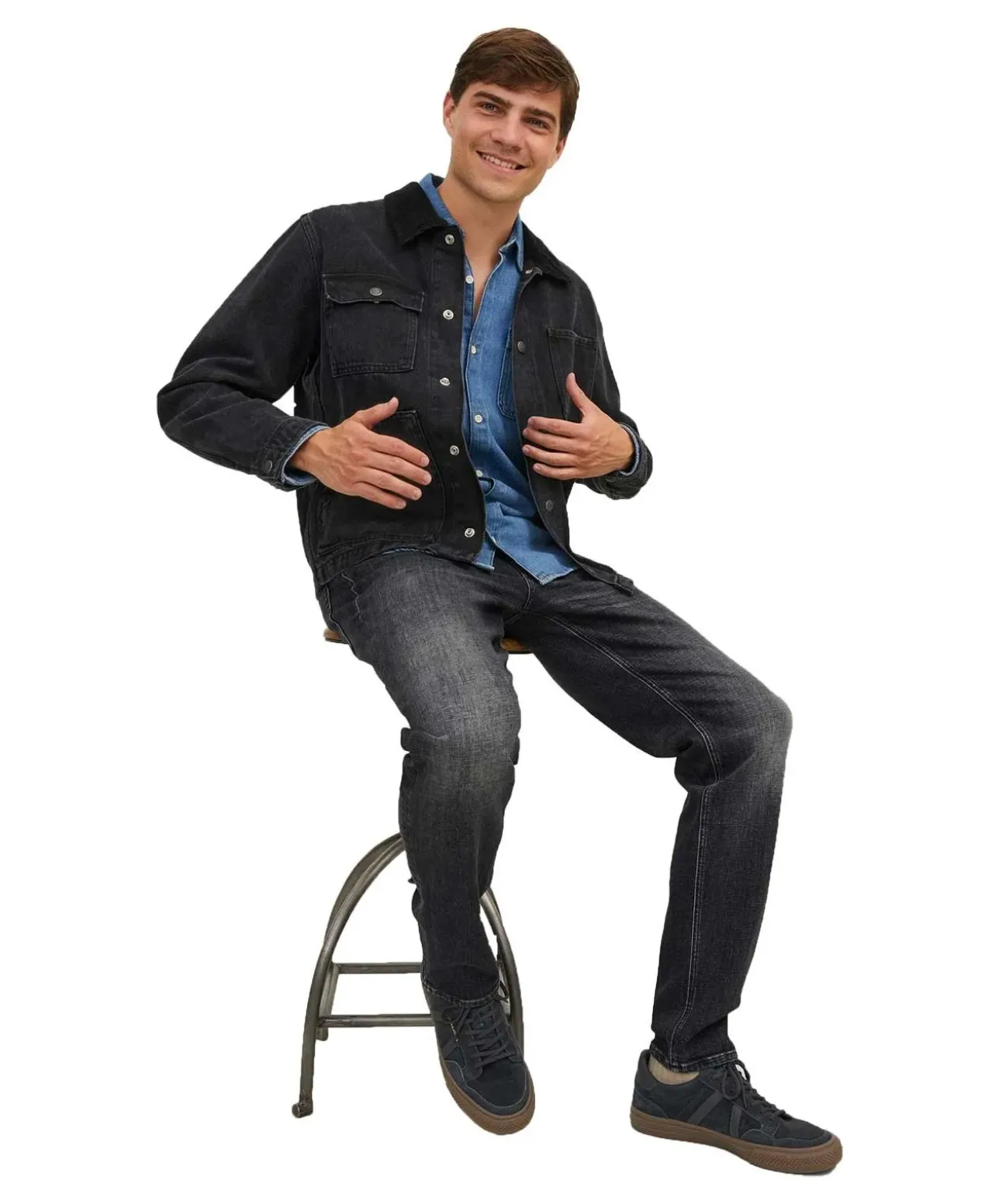 Jack & Jones Mike Jeans Loose Fit in dunkler Used-Optik