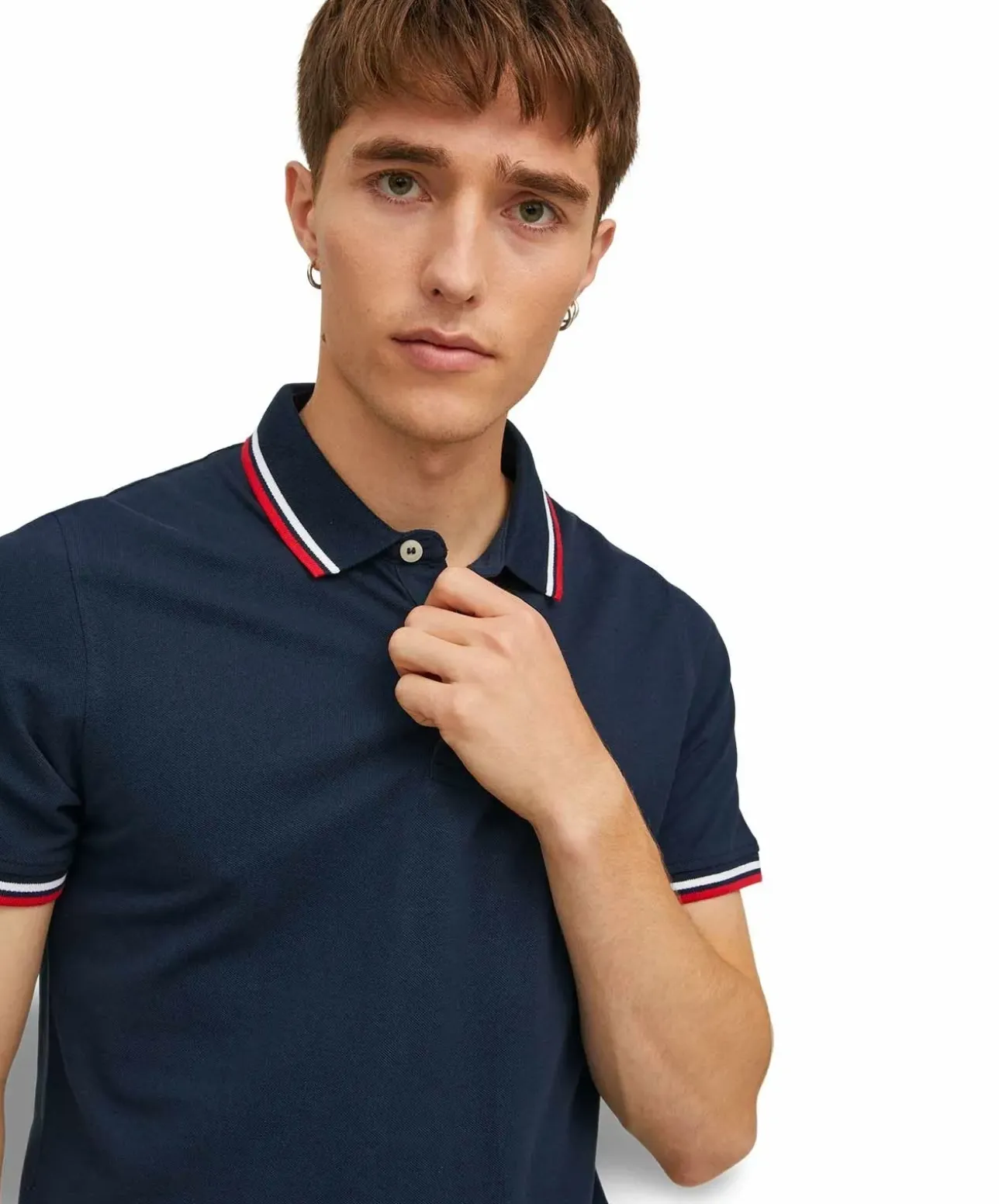 Jack & Jones Poloshirt Epaulos in blau mit Stickerei