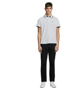 Jack & Jones Poloshirt Epaulos in weiß in Piqué-Qualität