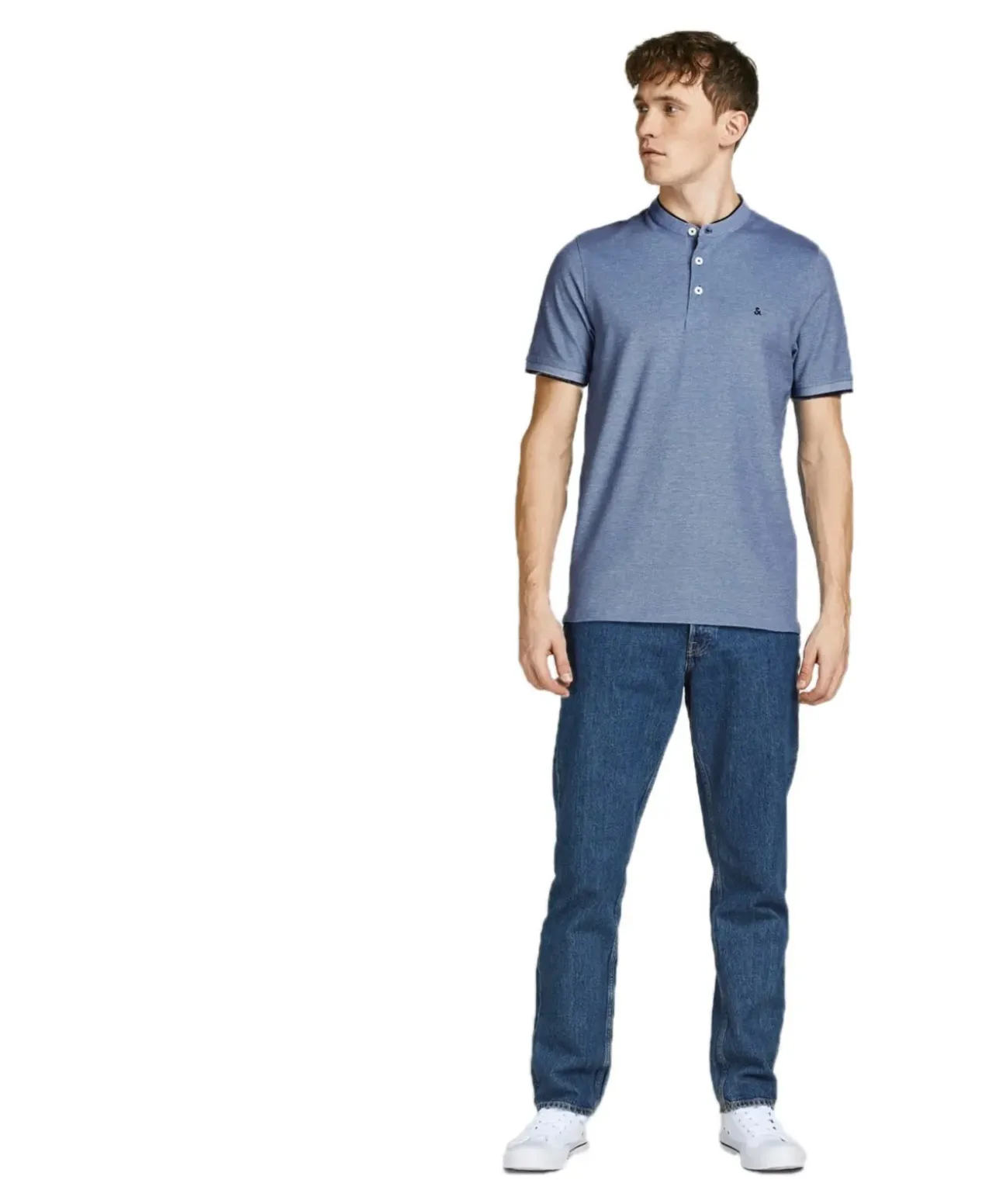 Jack & Jones Poloshirt Paulos mit Mao Kragen in Blau