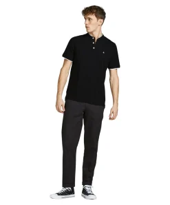 Jack & Jones Poloshirt Paulos mit Mao Kragen in Schwarz