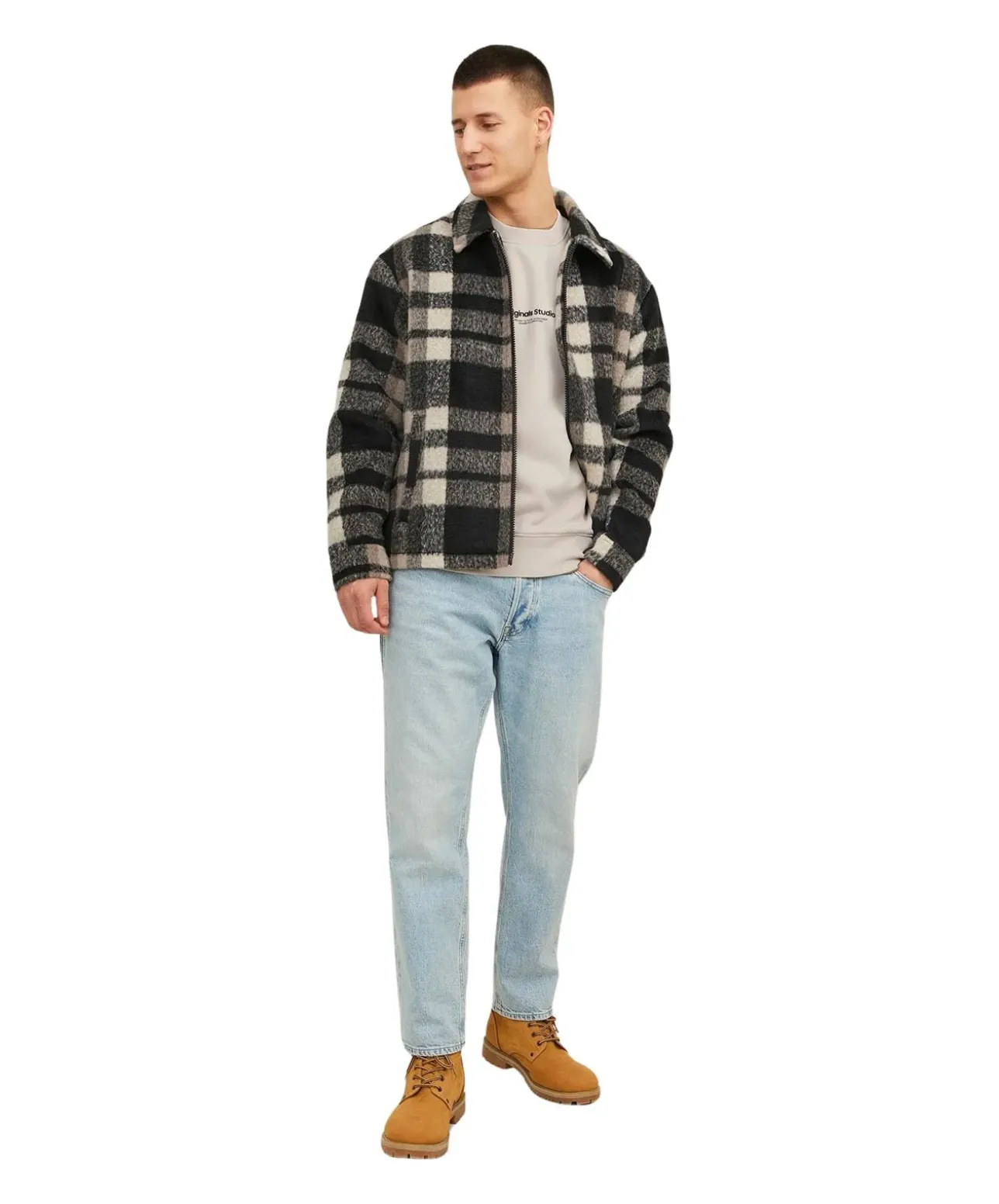 Jack & Jones Pullover Crew aus Sweat-Material in Beige