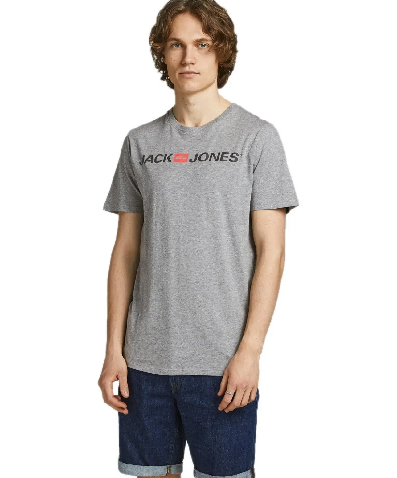 Jack & Jones Slim Fit T-Shirt Corp mit Logo in Light Grey