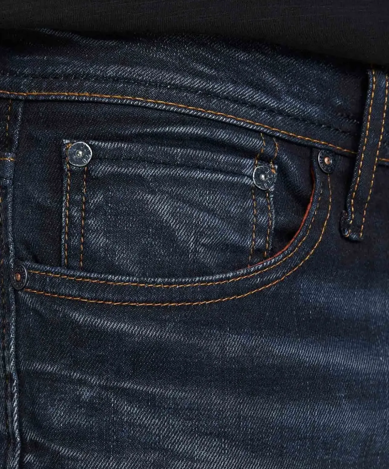 Jack & Jones Straight Jeans Tim mit Tobacco-Nähten