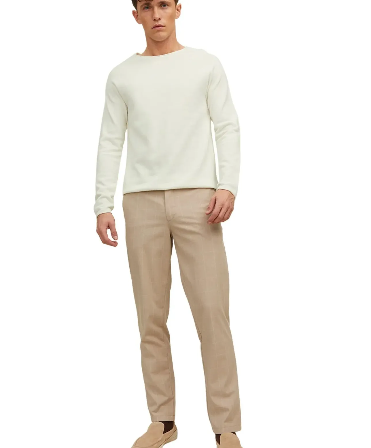 Jack & Jones Strickpullover in Cremeweiß mit Rundhals