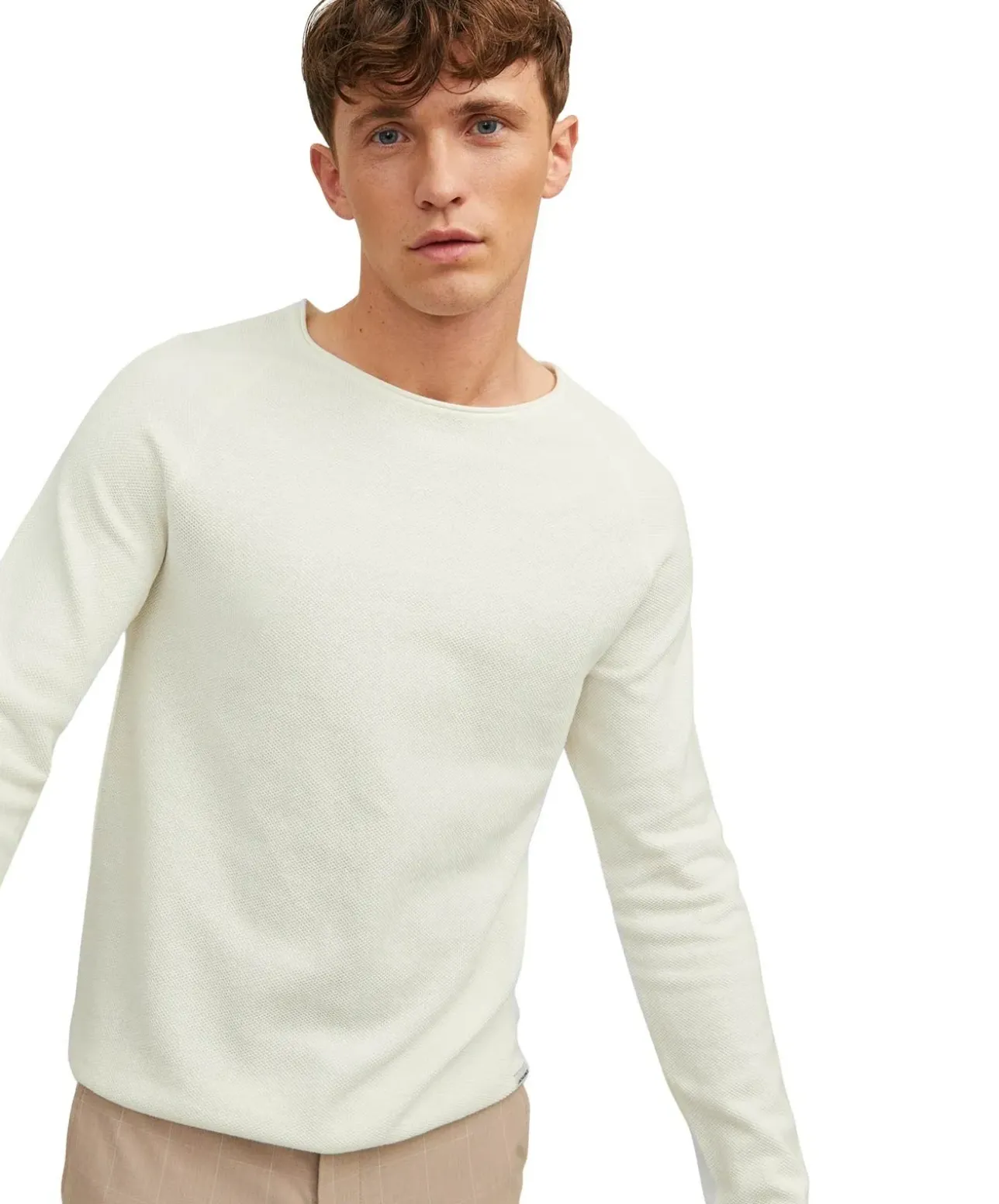 Jack & Jones Strickpullover in Cremeweiß mit Rundhals