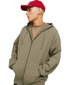 Jack & Jones Sweatjacke Charge Silver Sage mit Sweatstoff