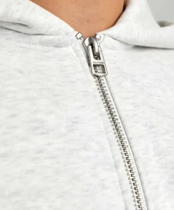 Jack & Jones Sweatjacke Weiß Meliert mit Kängurutasche