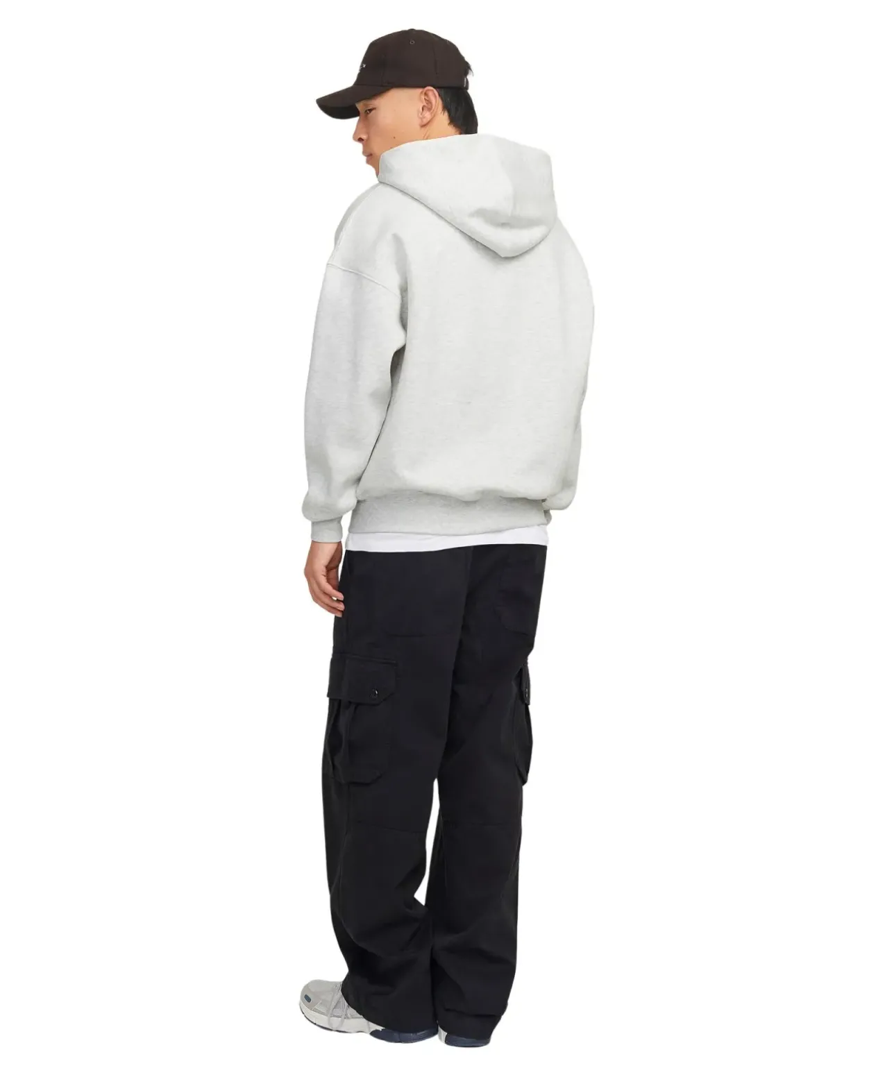 Jack & Jones Sweatjacke Weiß Meliert mit Kängurutasche