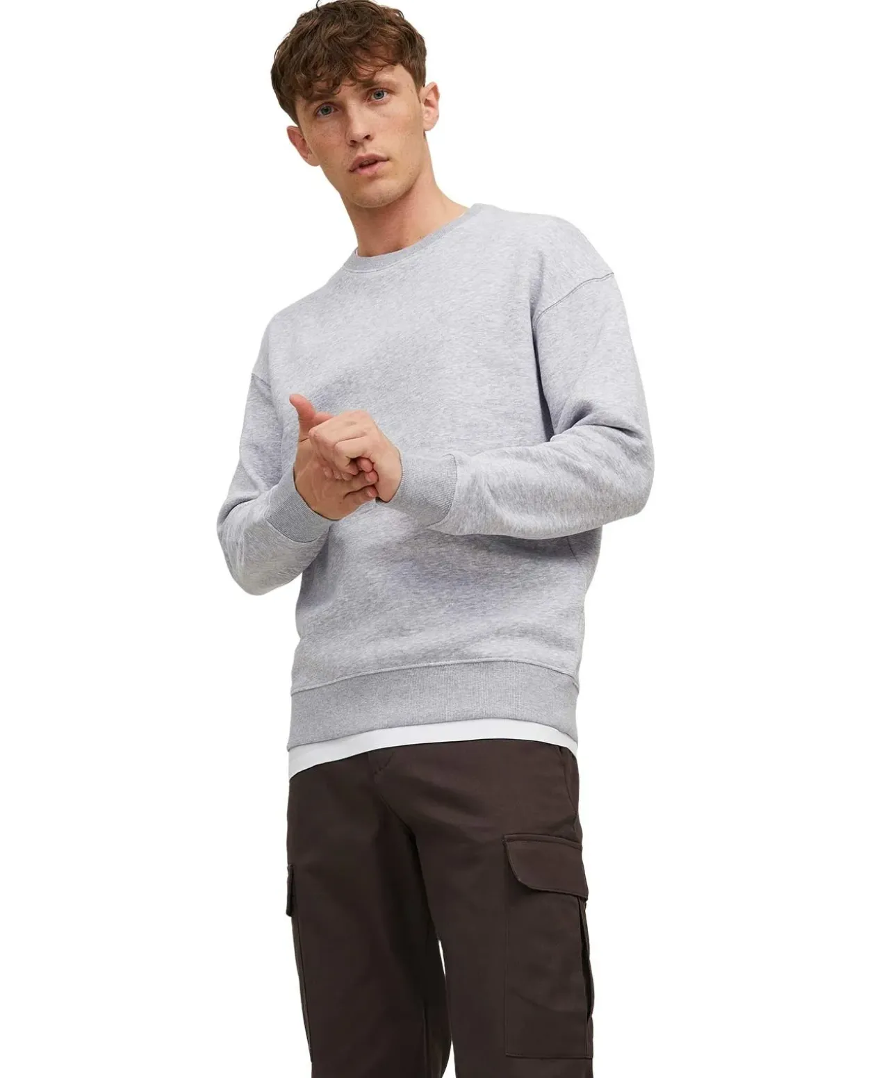 Jack & Jones Sweatshirt Crew Neck in Grau mit Rundhals
