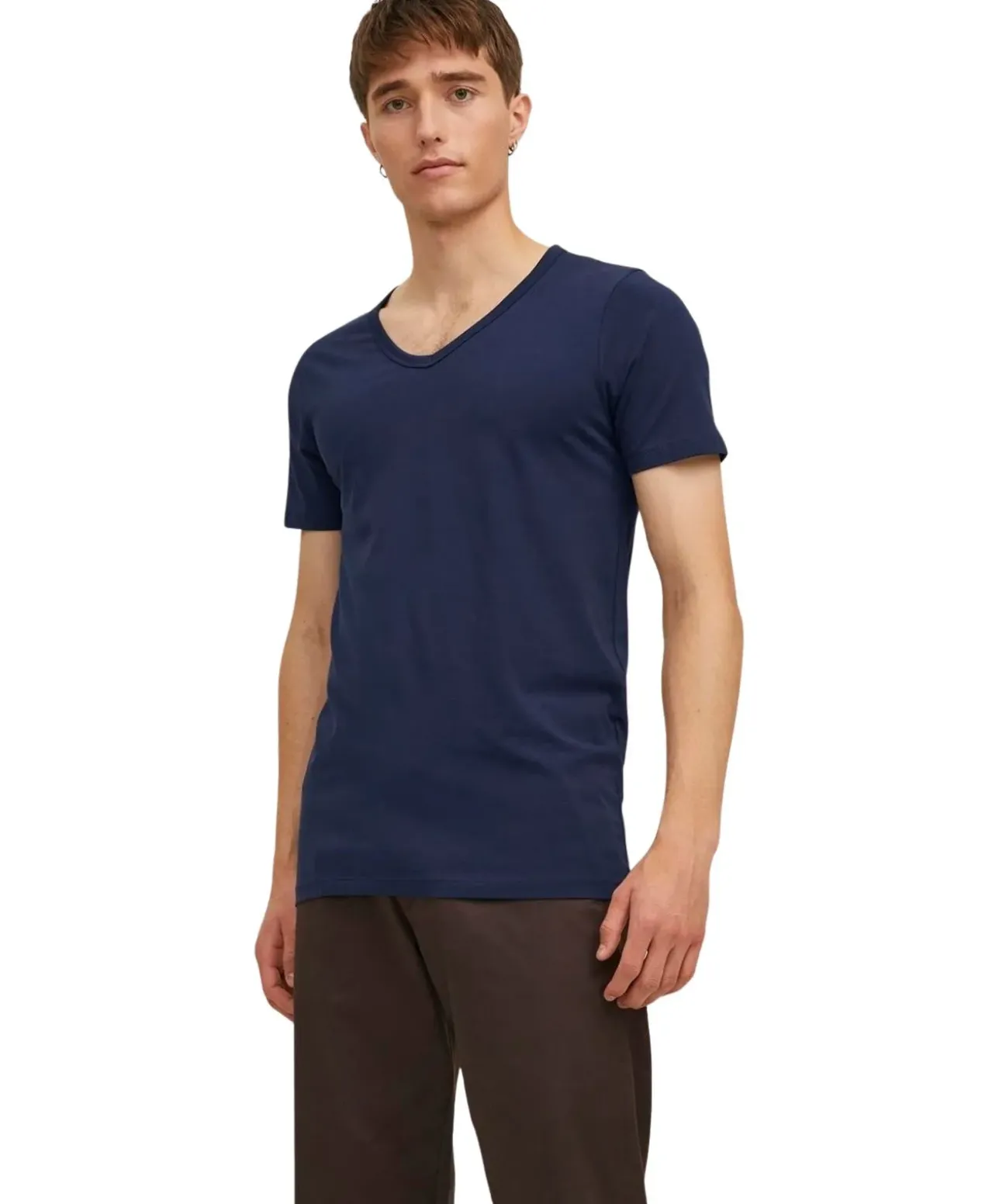 Jack & Jones T-Shirt Basic V-Neck in blauem Navy