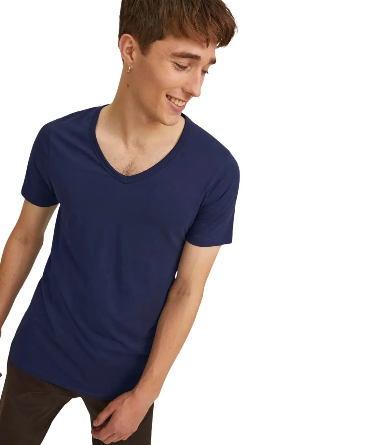 Jack & Jones T-Shirt Basic V-Neck in blauem Navy