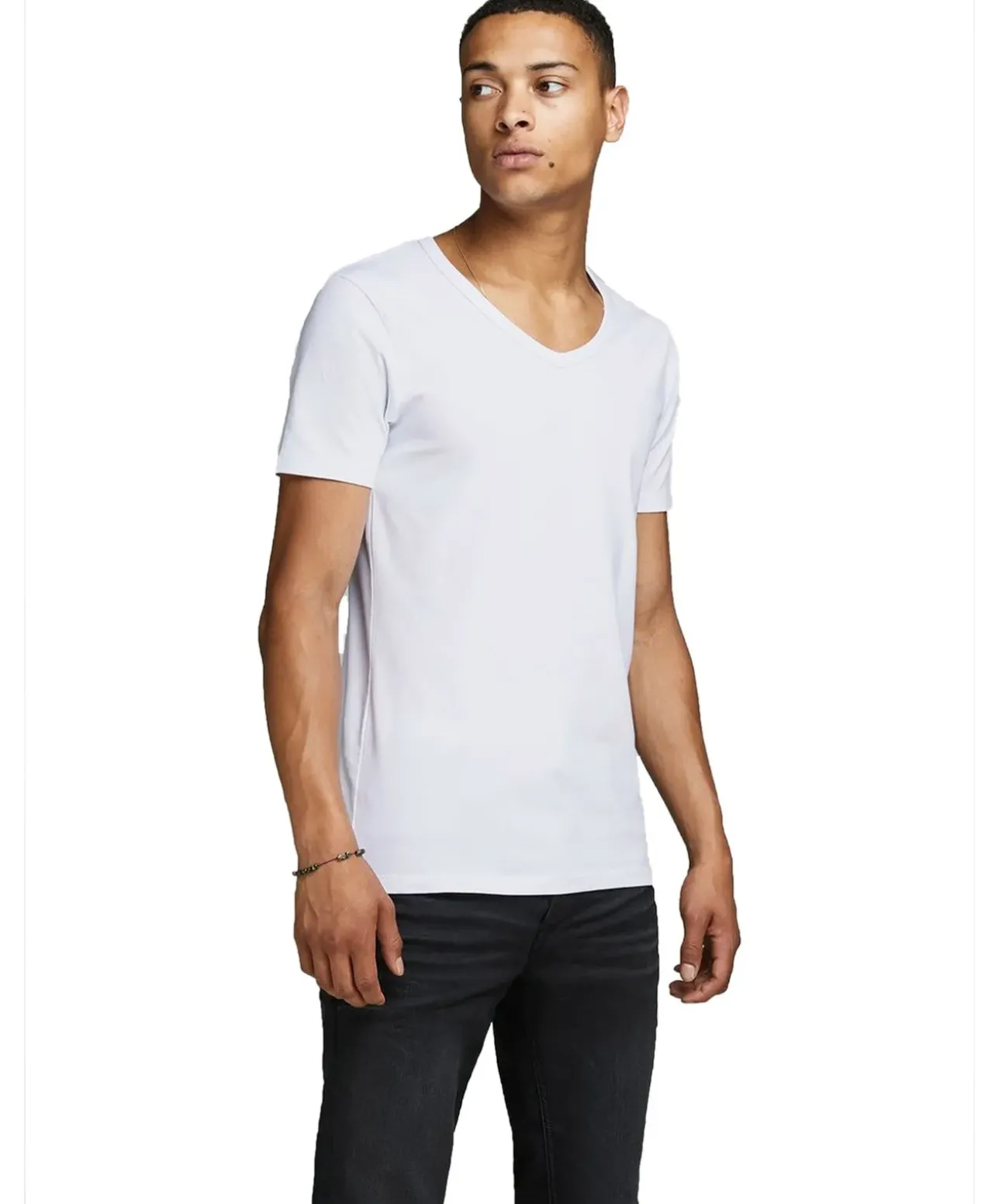 Jack & Jones T-Shirt Basic V-Neck in Weiß
