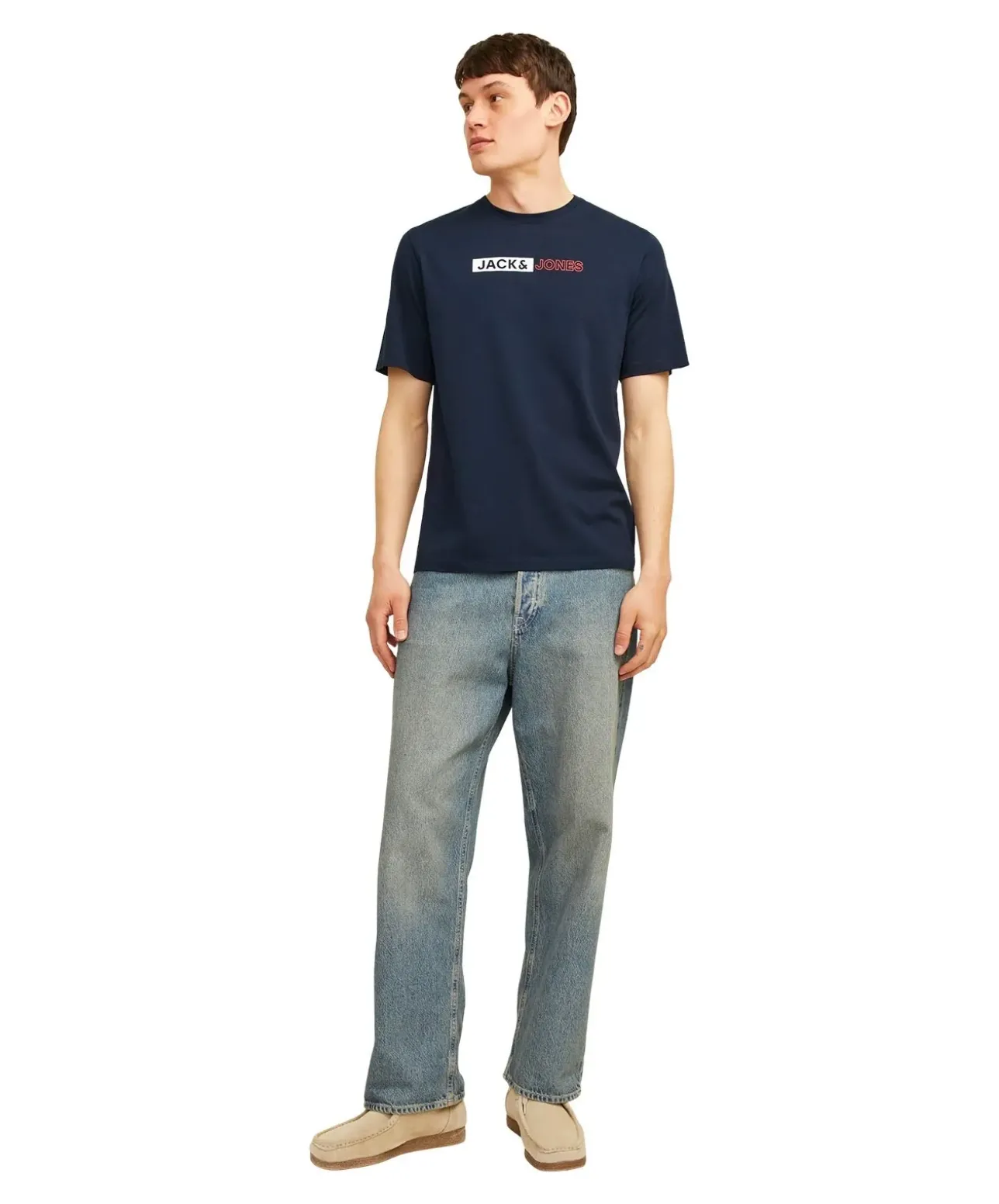 Jack & Jones T-Shirt Corp Blau mit Pigmentprint
