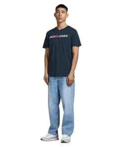 Jack & Jones T-Shirt Corp mit Schriftzug in Dunkelblau