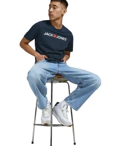 Jack & Jones T-Shirt Corp mit Schriftzug in Dunkelblau