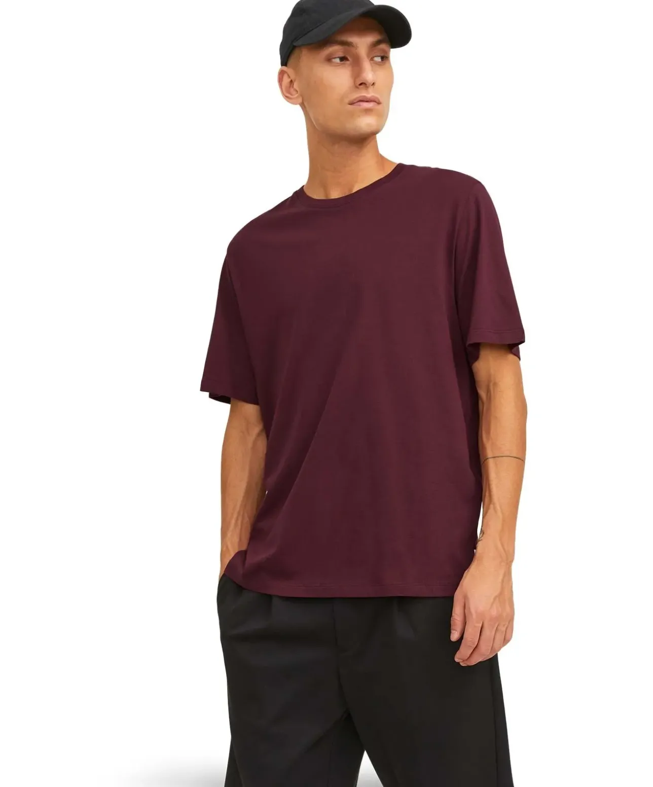 Jack & Jones T-Shirt in Royalrot mit klassischem Rundhals