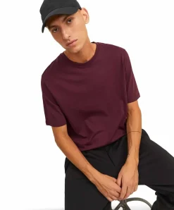 Jack & Jones T-Shirt in Royalrot mit klassischem Rundhals