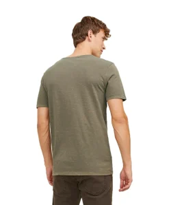 Jack & Jones T-Shirt mit Splitneck in Dusky Green