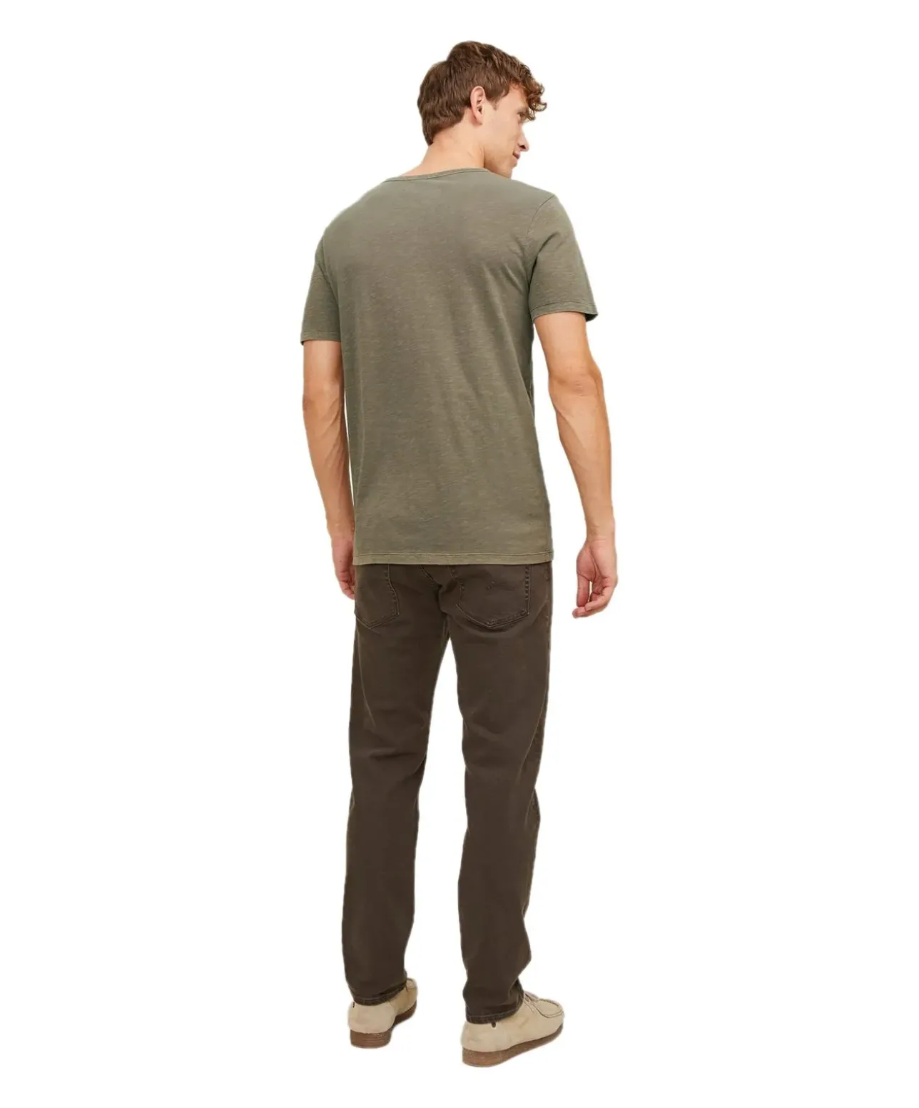 Jack & Jones T-Shirt mit Splitneck in Dusky Green