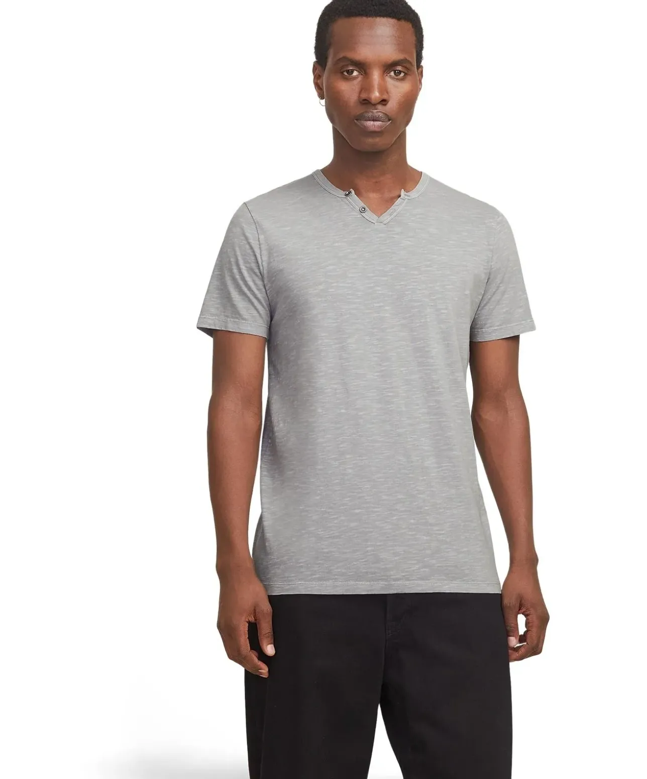 Jack & Jones T-Shirt Split mit Neck in Ultimate Grey