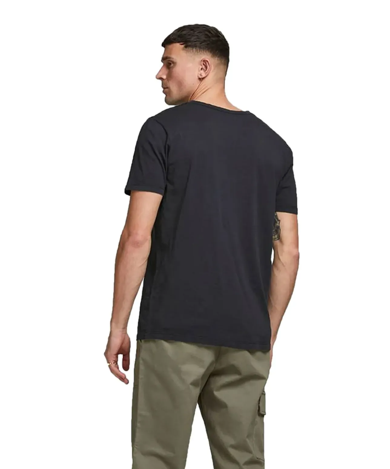 Jack & Jones T-Shirt Split mit Neck in schwarzem Black