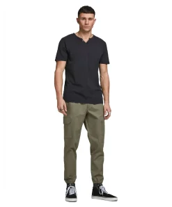 Jack & Jones T-Shirt Split mit Neck in schwarzem Black