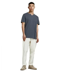 Jack & Jones T-Shirt Split mit Neck in Navy Blue