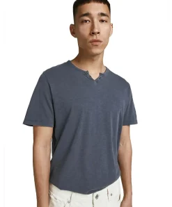 Jack & Jones T-Shirt Split mit Neck in Navy Blue