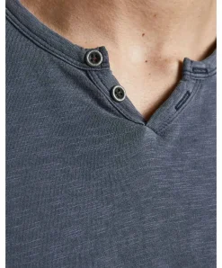 Jack & Jones T-Shirt Split mit Neck in Navy Blue