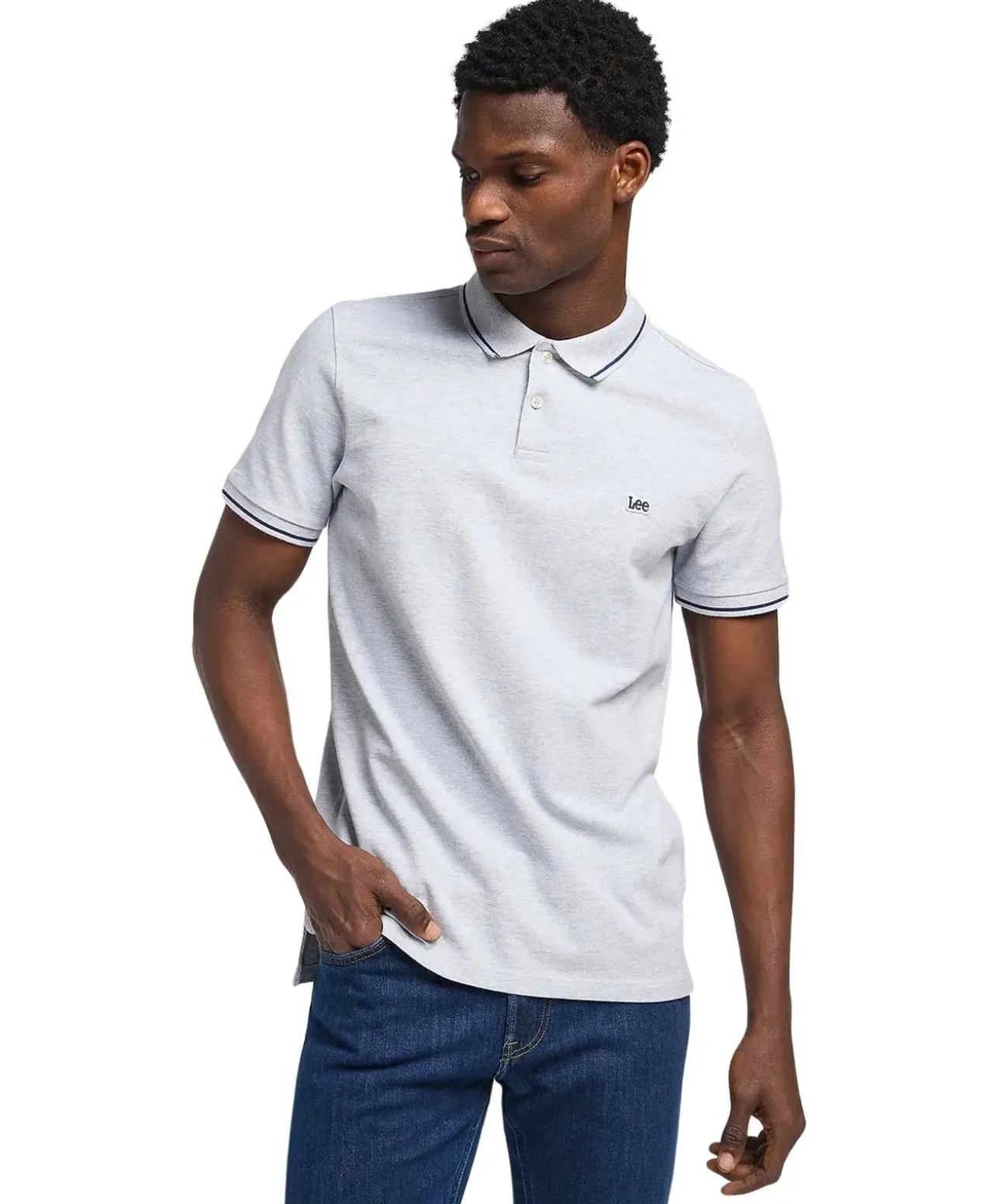 Lee Poloshirt Pique in Hellgrau