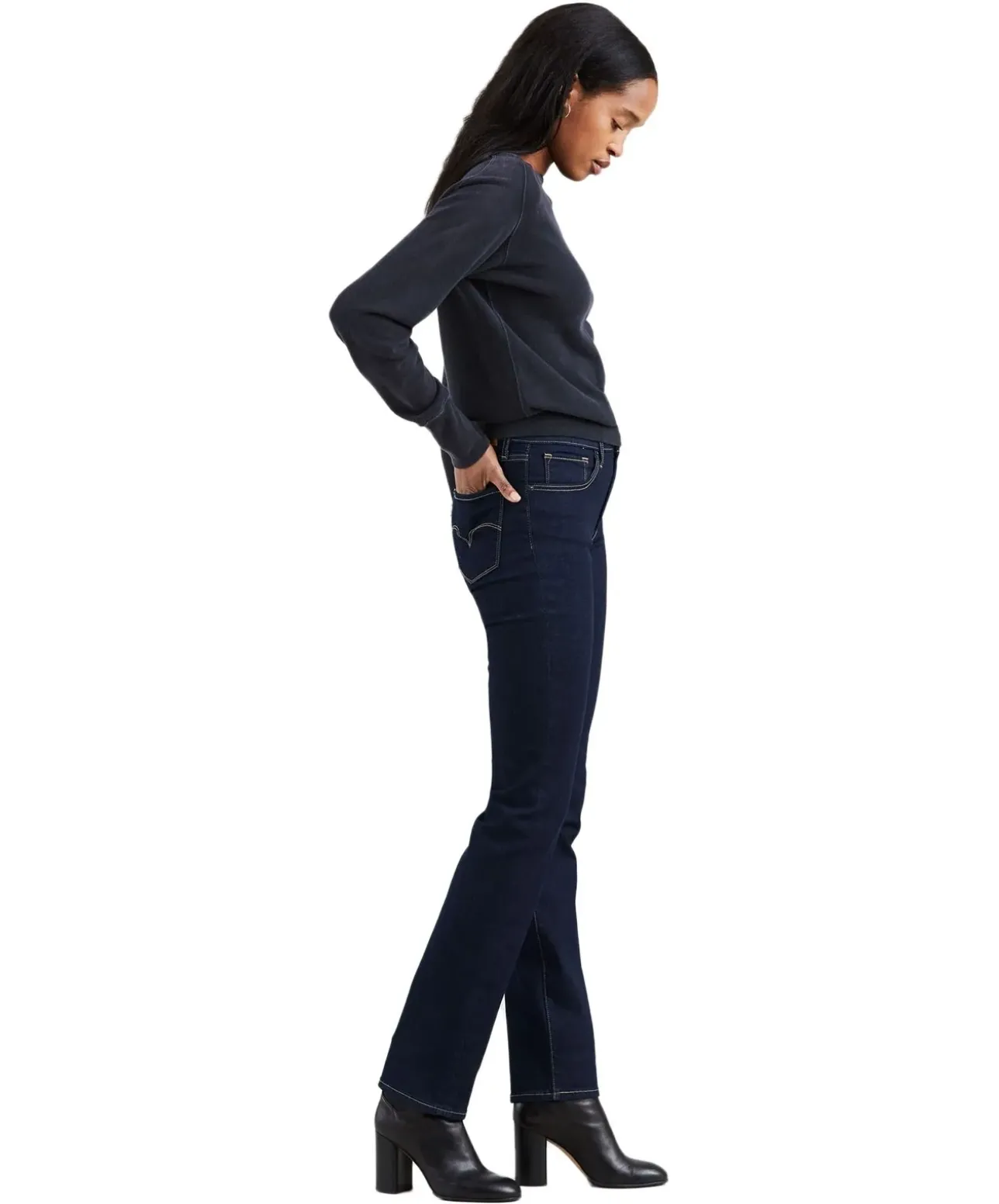 Levi’s 724 - Gerade dunkelblaue Jeans mit hohem Bund