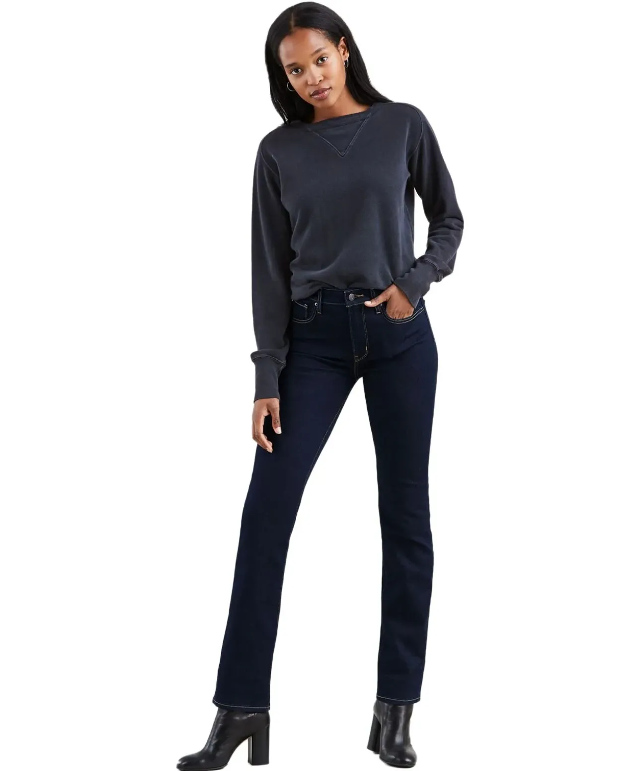 Levi’s 724 - Gerade dunkelblaue Jeans mit hohem Bund