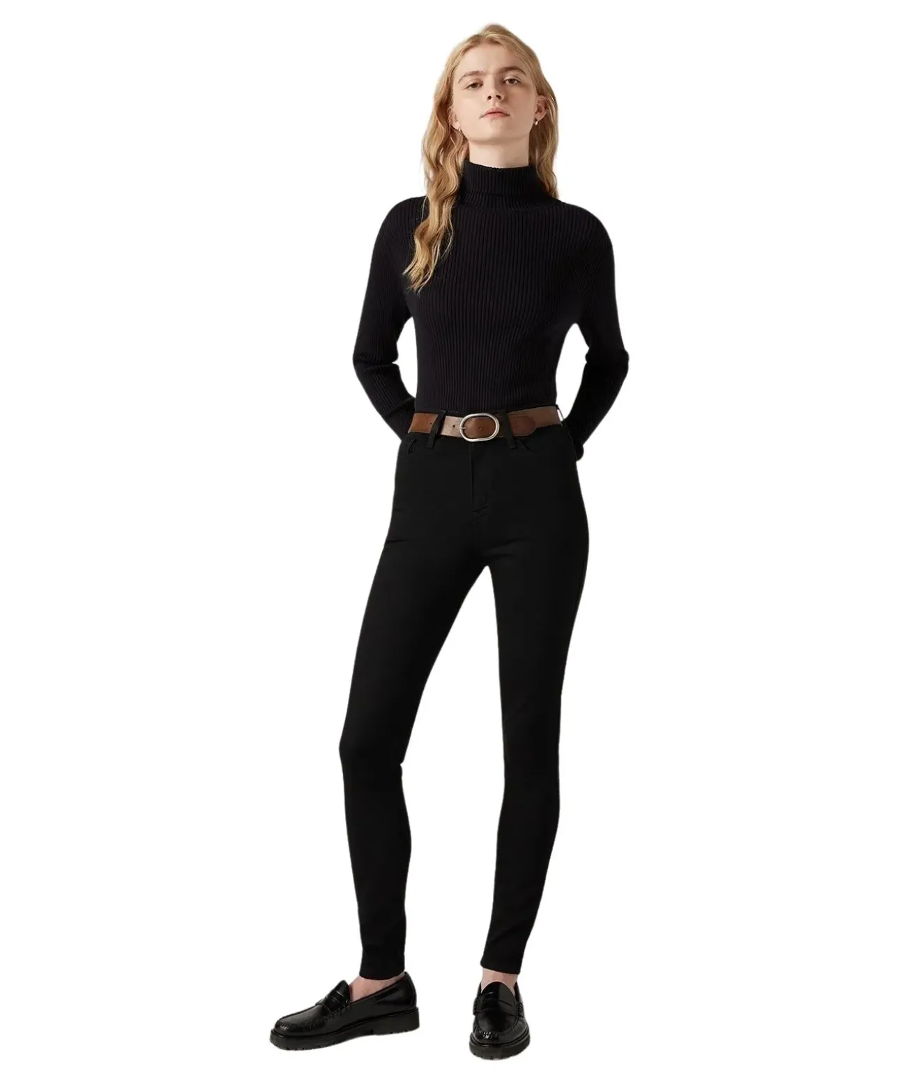 Levi's 720 - Schwarze High Waisted Skinny Jeans
