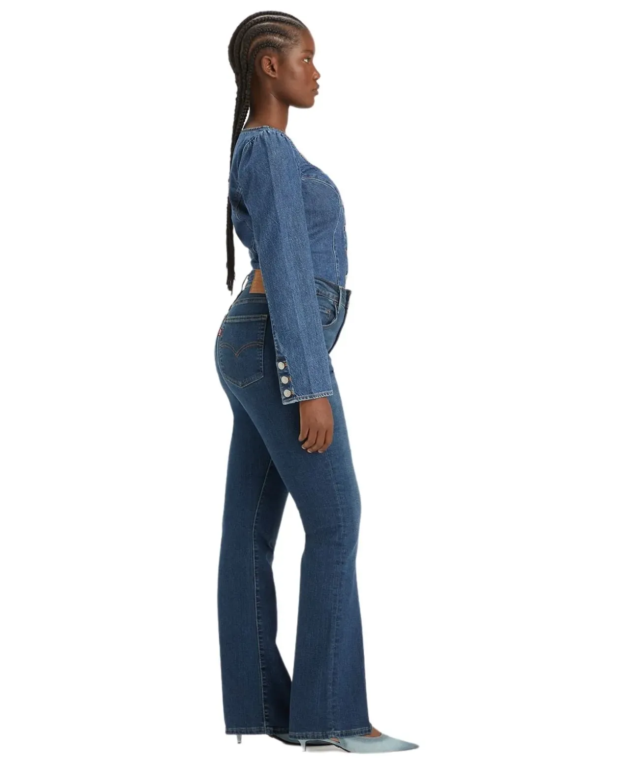 Levi's 725 Bootcut Jeans mit hohem Bund in Mittelblau