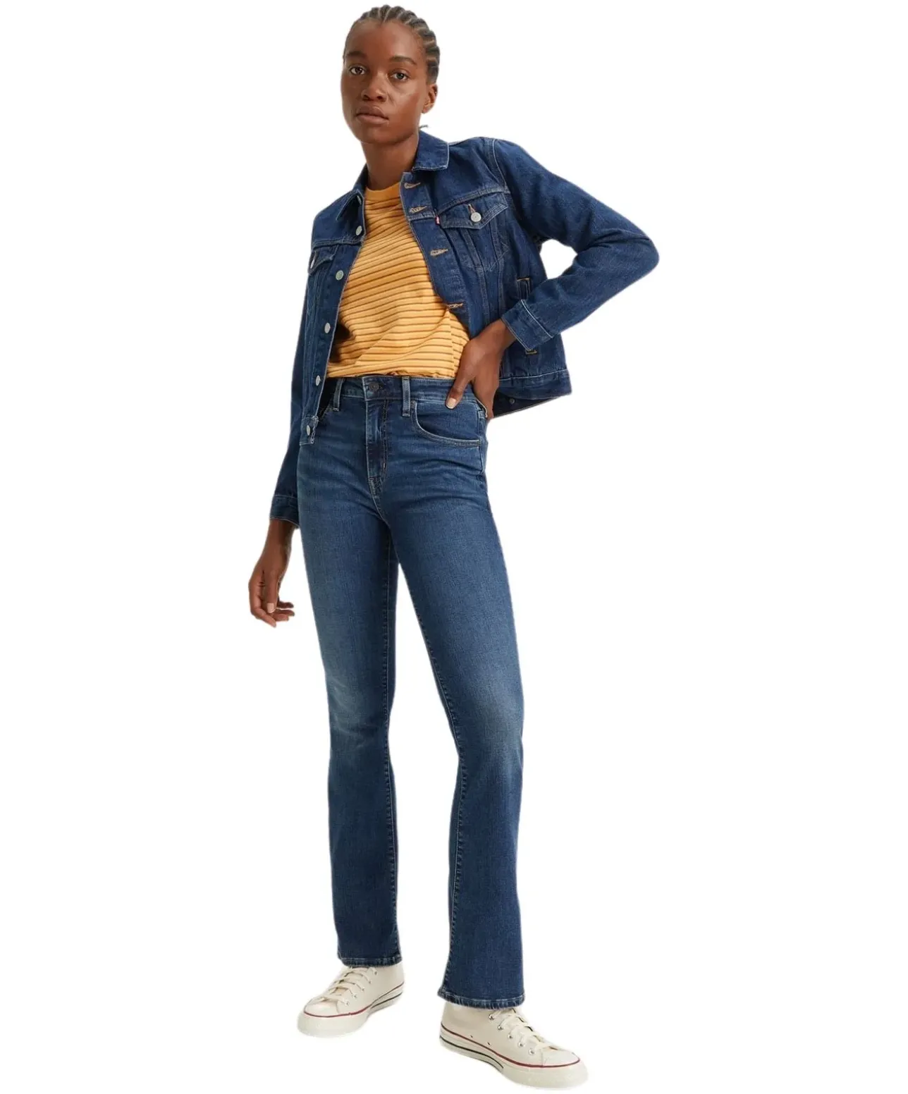 Levi's 725 Bootcut Jeans mit hohem Bund in Mittelblau